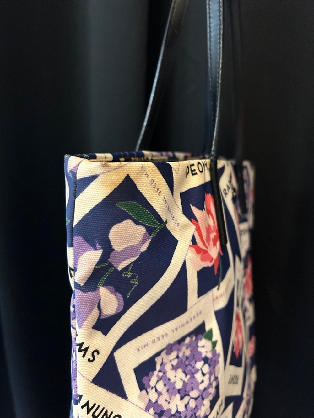 Kate Spade Turn Over a New Leaf Seed Packet Bon Tote bag - black leather handles - Picture 8 of 16